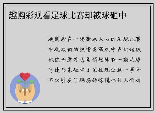 趣购彩观看足球比赛却被球砸中